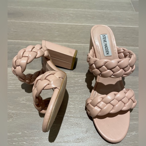 Steve Madden beige braided block heels size 7.5 - Picture 5 of 5
